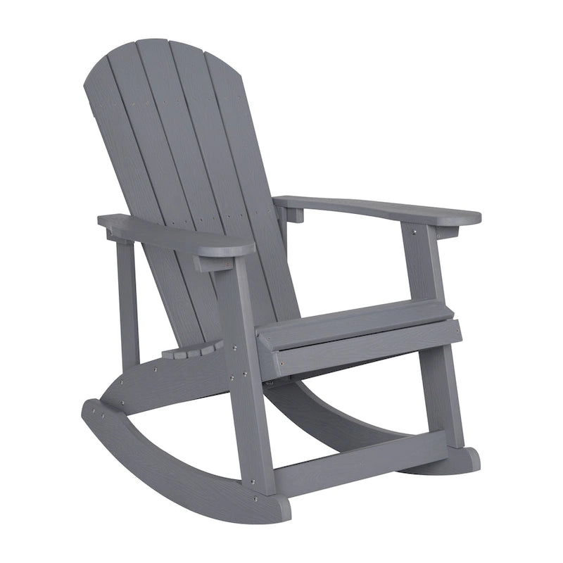 Ensemble de 2 chaises berçantes Adirondack en résine avec 1 table d'appoint