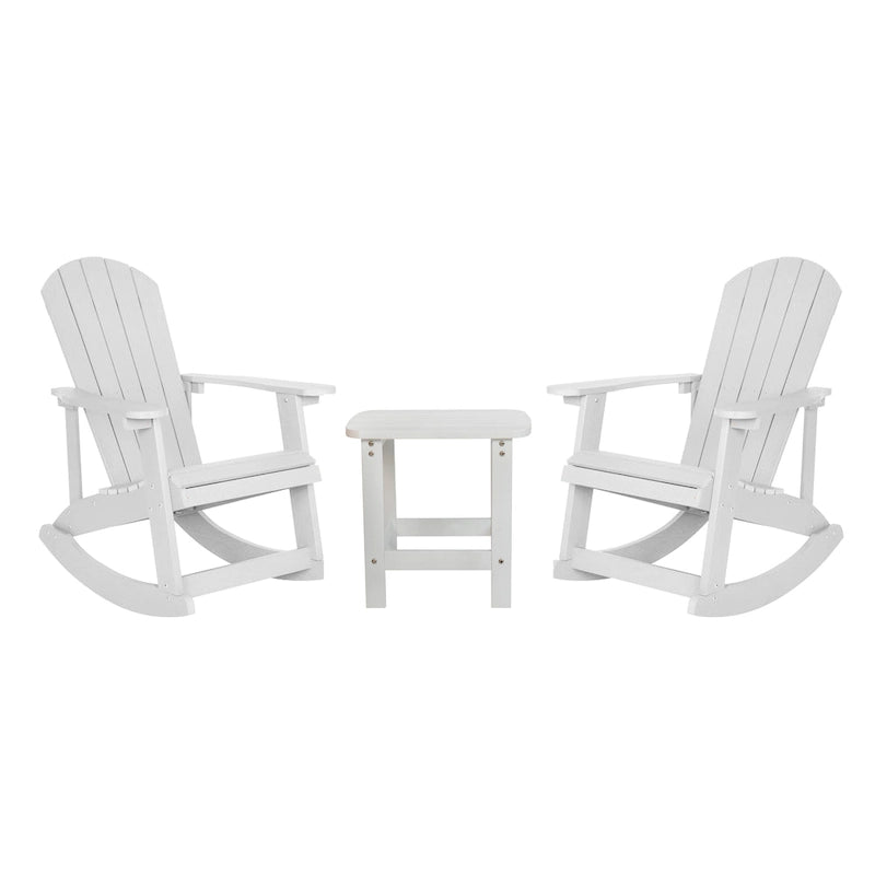 Ensemble de 2 chaises berçantes Adirondack en résine avec 1 table d'appoint