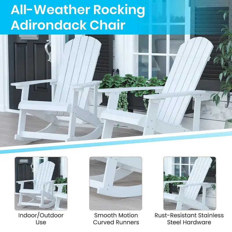 Ensemble de 2 chaises berçantes Adirondack en résine avec 1 table d'appoint