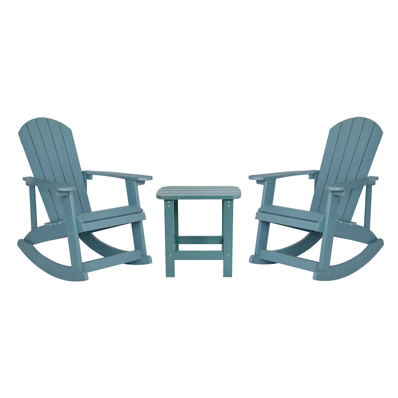 Ensemble de 2 chaises berçantes Adirondack en résine avec 1 table d'appoint