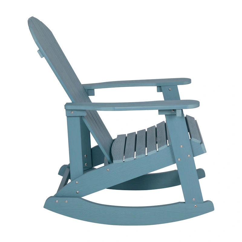 Ensemble de 2 chaises berçantes Adirondack en résine avec 1 table d'appoint