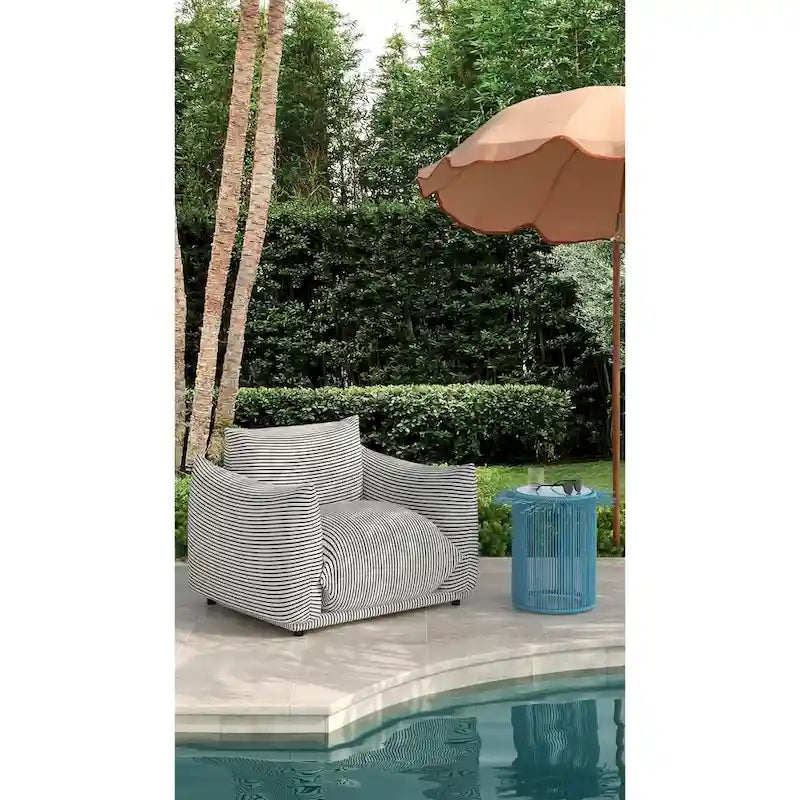 Fauteuil d'extérieur rayé Saint Tropez en tissu rembourré
