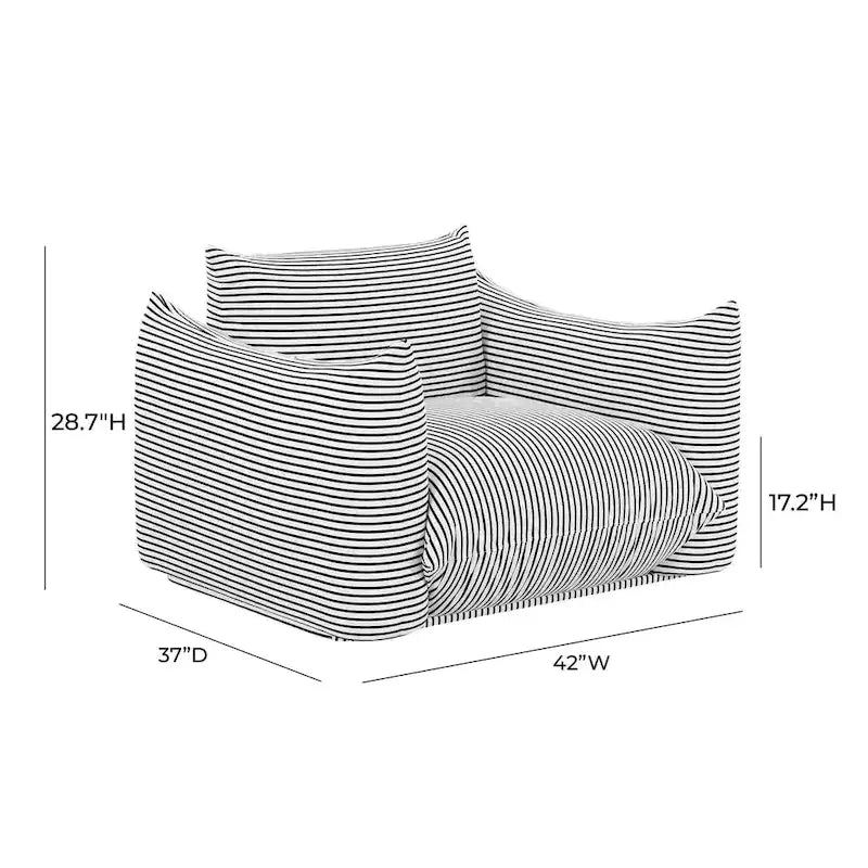 Fauteuil d'extérieur rayé Saint Tropez en tissu rembourré
