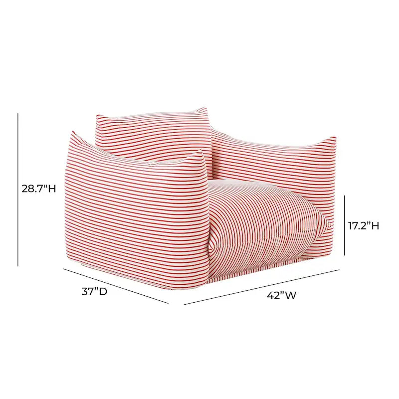 Fauteuil d'extérieur rayé Saint Tropez en tissu rembourré
