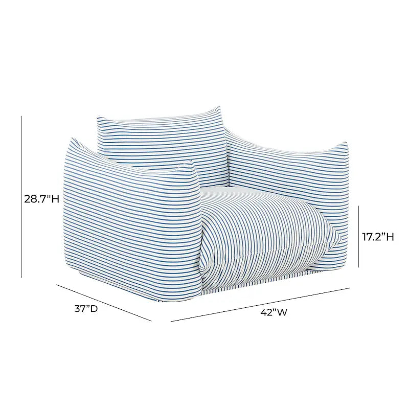 Fauteuil d'extérieur rayé Saint Tropez en tissu rembourré