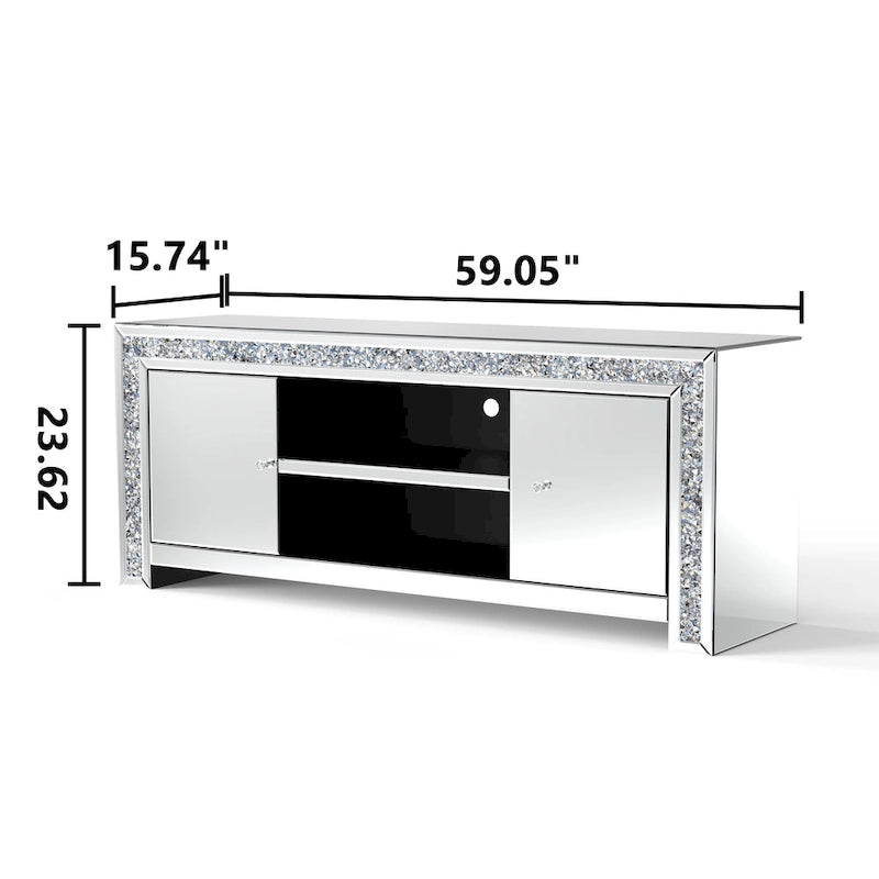 Meuble TV miroir diamant pour console multimédia 59 pouces