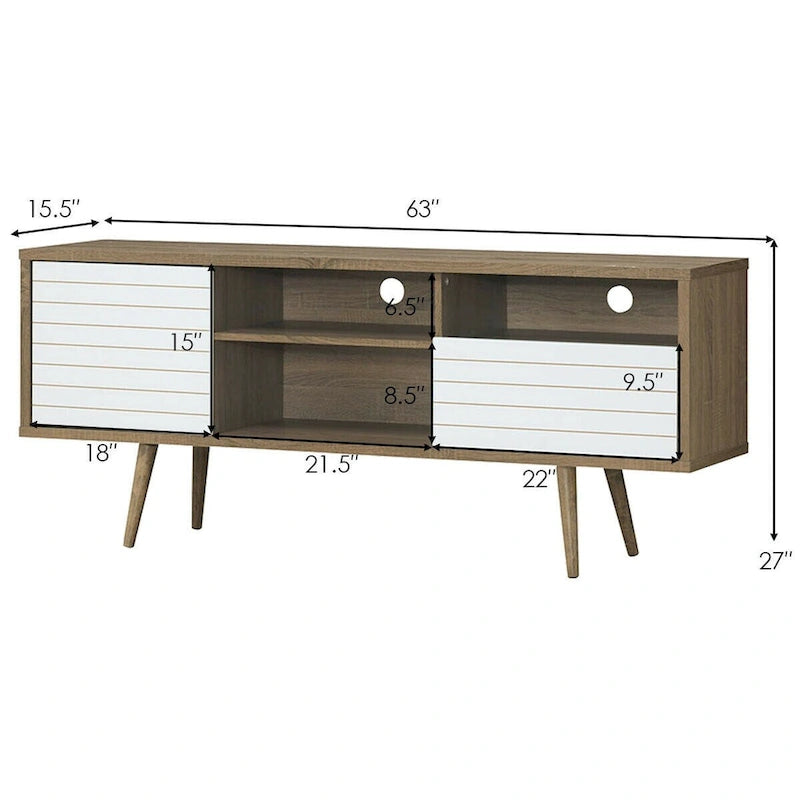 Meuble TV/console moderne Gymax, 3 étagères, tiroir de rangement évasé – Voir détails