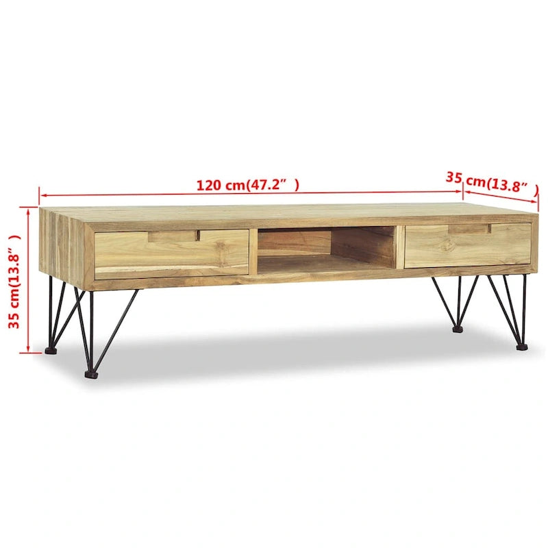 vidaXL Meuble TV 120x35x35 cm Bois de teck massif