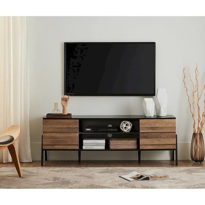 Meuble TV moderne du milieu du siècle pour écrans plats jusqu'à 65 pouces, en bois, 59