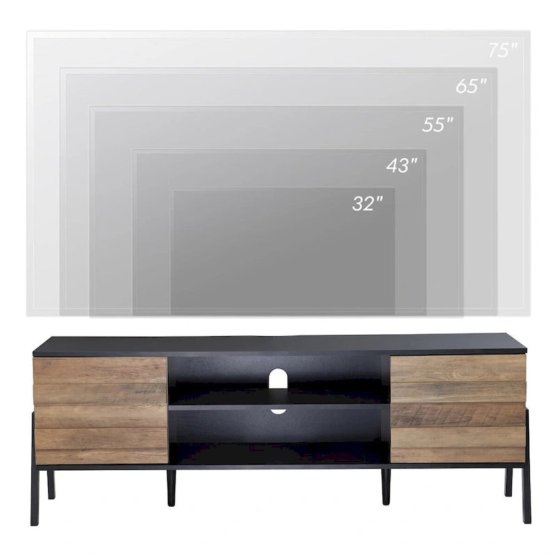 Meuble TV moderne du milieu du siècle pour écrans plats jusqu'à 65 pouces, en bois, 59