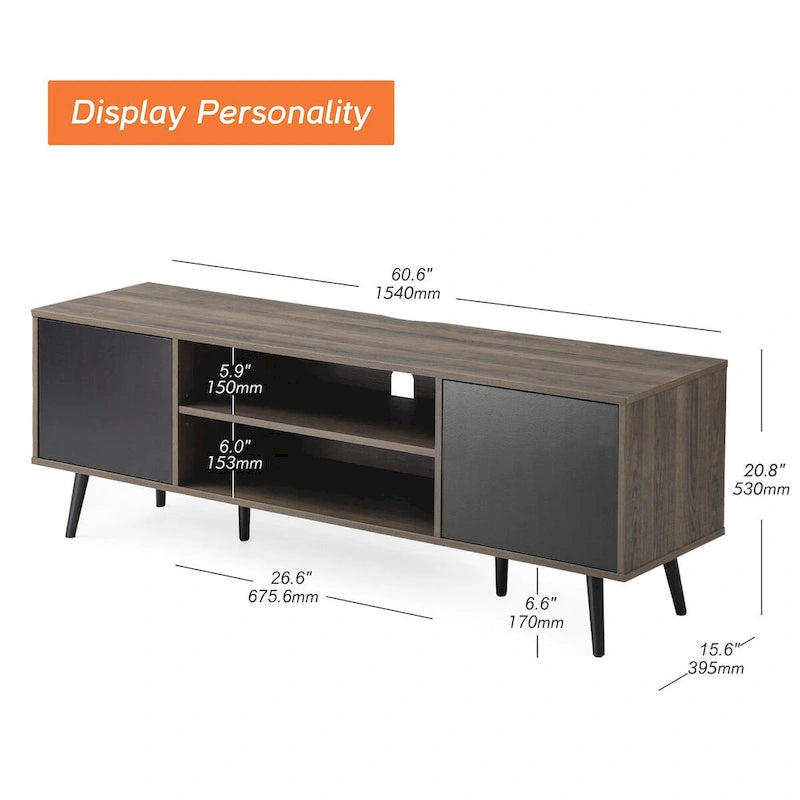 Meuble TV Mid-Century Modern pour téléviseurs de 32 à 65 pouces - 42 pouces