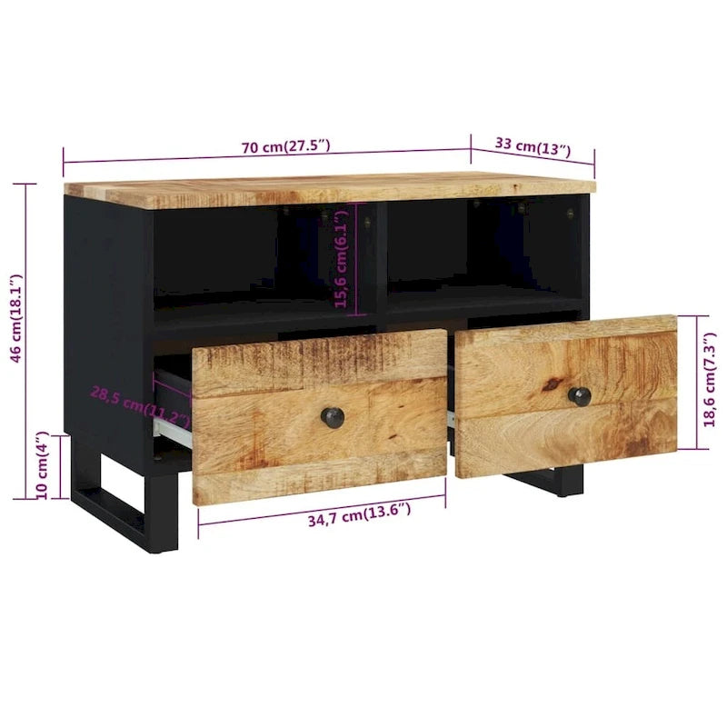 vidaXL Meuble TV 70x33x46 cm Bois de manguier massif