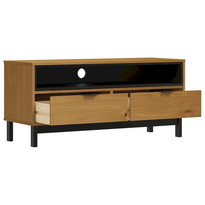 vidaXL Meuble TV FLAM 110x40x50 cm Pin massif - 110 x 40 x 50