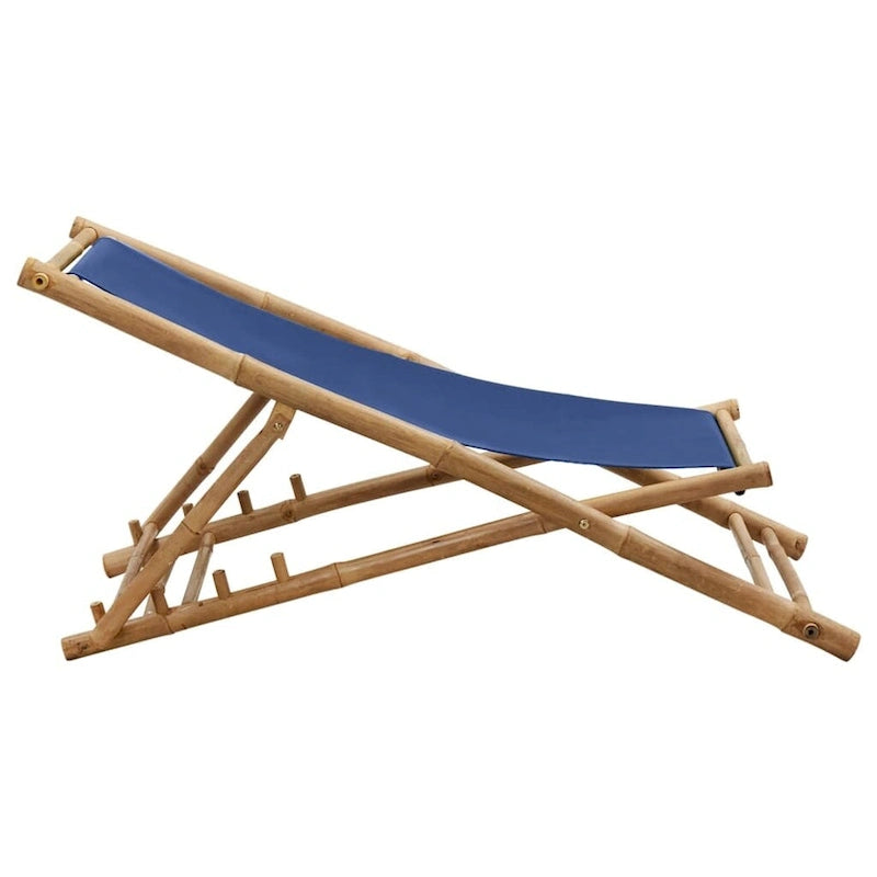 vidaXL Chaise longue de jardin Chaise de plage pour balcon Terrasse Bambou et toile - 23,6 x (42,5-48,4) x (24,4-36,6)