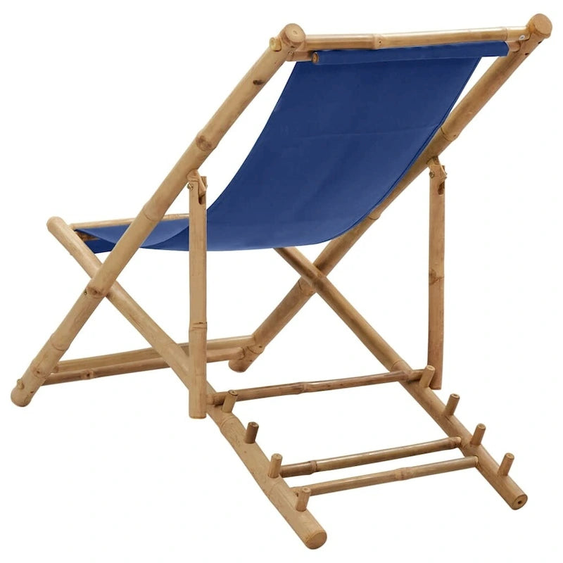vidaXL Chaise longue de jardin Chaise de plage pour balcon Terrasse Bambou et toile - 23,6 x (42,5-48,4) x (24,4-36,6)
