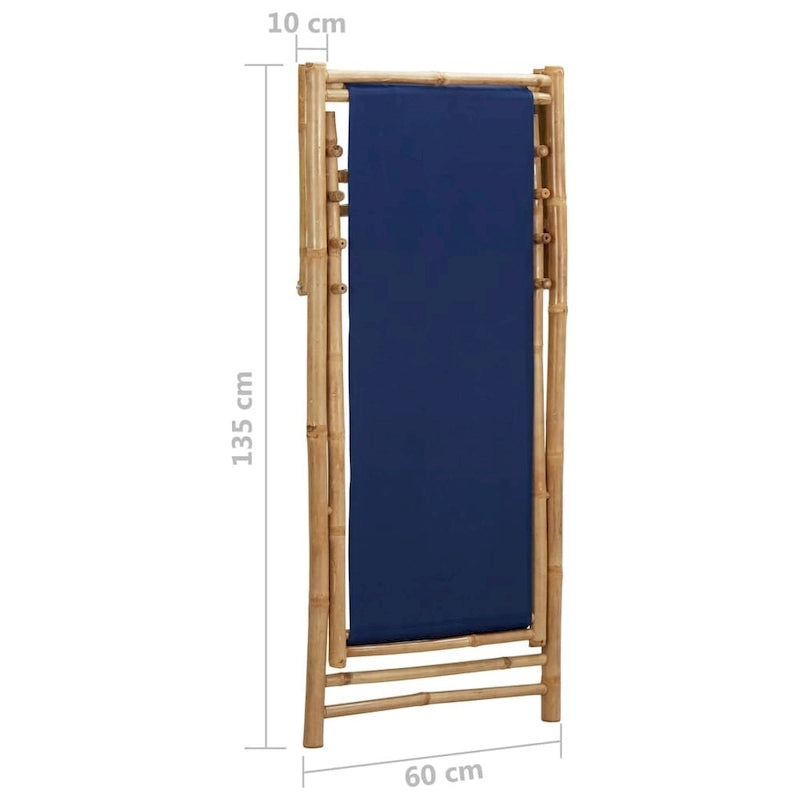 vidaXL Chaise longue de jardin Chaise de plage pour balcon Terrasse Bambou et toile - 23,6 x (42,5-48,4) x (24,4-36,6)