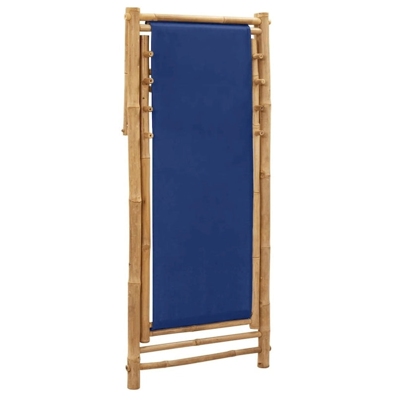 vidaXL Chaise longue de jardin Chaise de plage pour balcon Terrasse Bambou et toile - 23,6 x (42,5-48,4) x (24,4-36,6)
