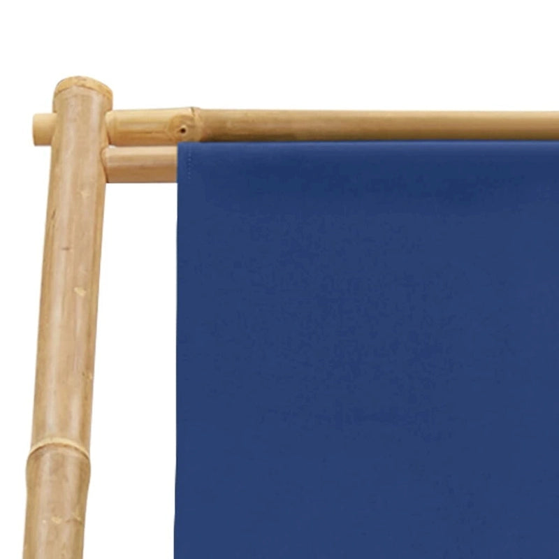 vidaXL Chaise longue de jardin Chaise de plage pour balcon Terrasse Bambou et toile - 23,6 x (42,5-48,4) x (24,4-36,6)