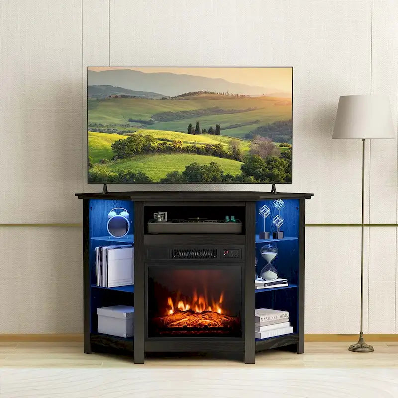 Meuble TV cheminée Costway avec lumières LED et cheminée électrique de 18 pouces - Voir les détails