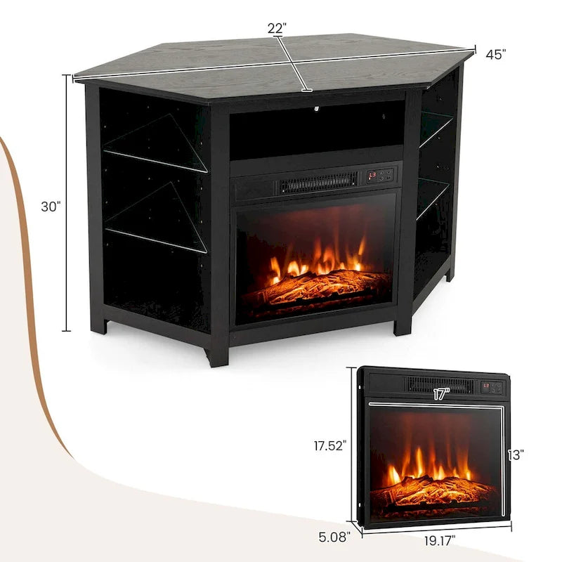 Meuble TV cheminée Costway avec lumières LED et cheminée électrique de 18 pouces - Voir les détails