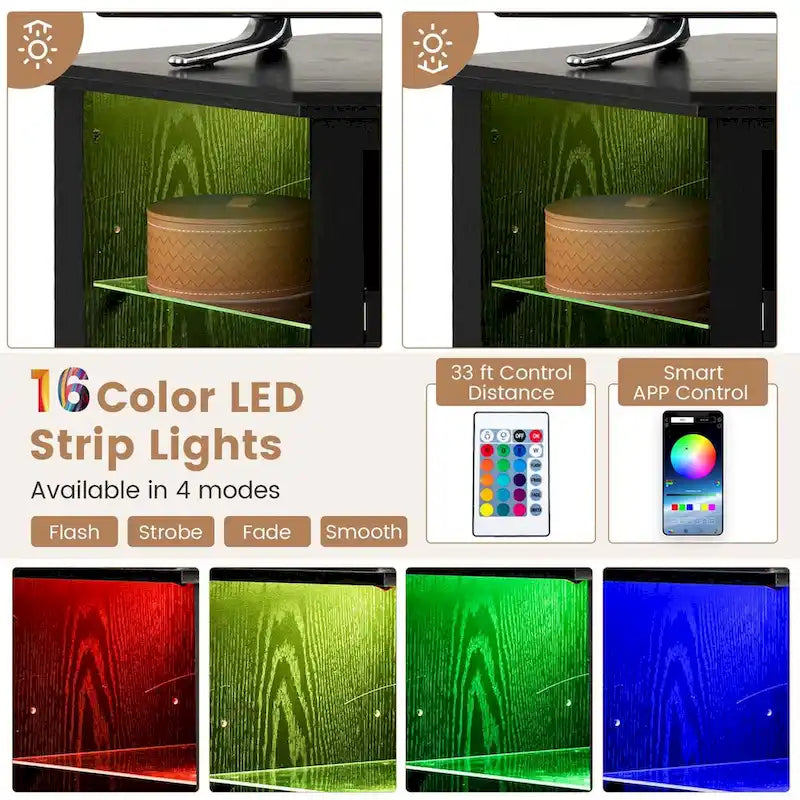 Meuble TV cheminée Costway avec lumières LED et cheminée électrique de 18 pouces - Voir les détails