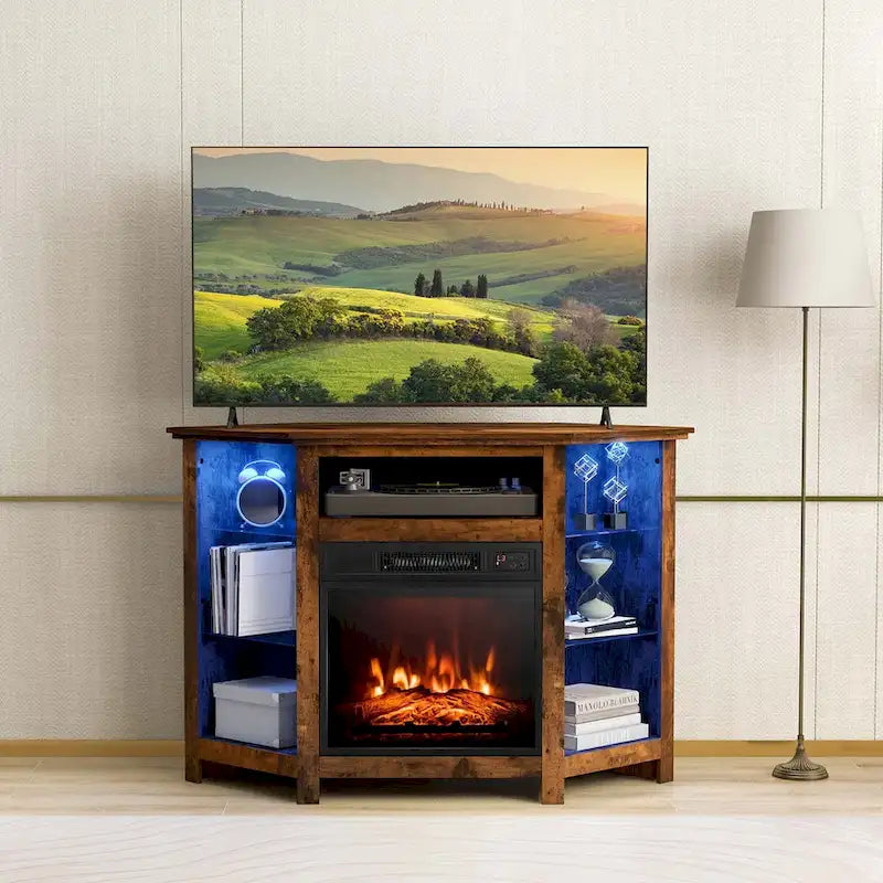 Meuble TV cheminée Costway avec lumières LED et cheminée électrique de 18 pouces - Voir les détails