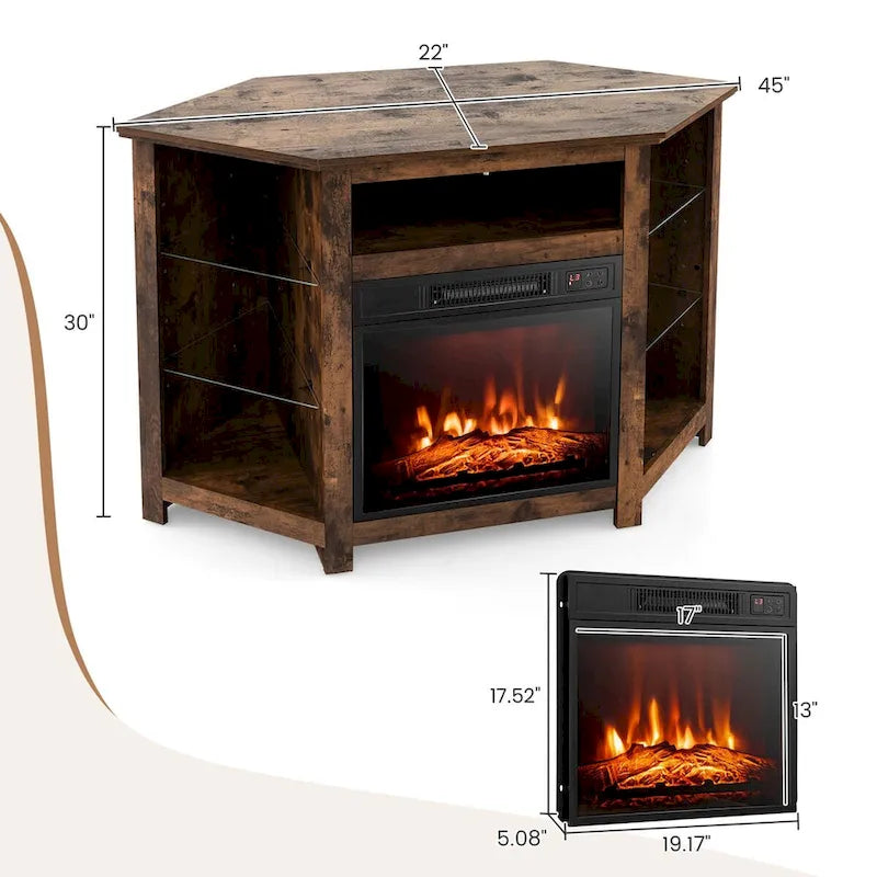 Meuble TV cheminée Costway avec lumières LED et cheminée électrique de 18 pouces - Voir les détails