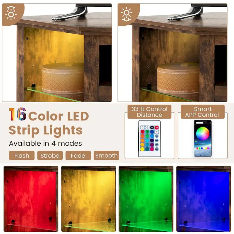 Meuble TV cheminée Costway avec lumières LED et cheminée électrique de 18 pouces - Voir les détails