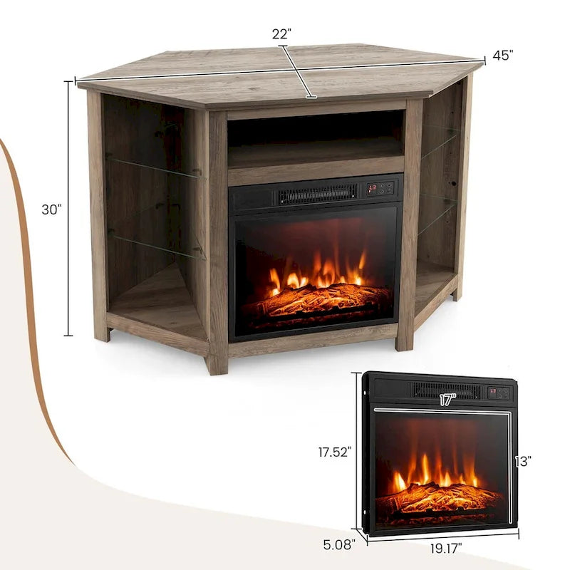 Meuble TV cheminée Costway avec lumières LED et cheminée électrique de 18 pouces - Voir les détails