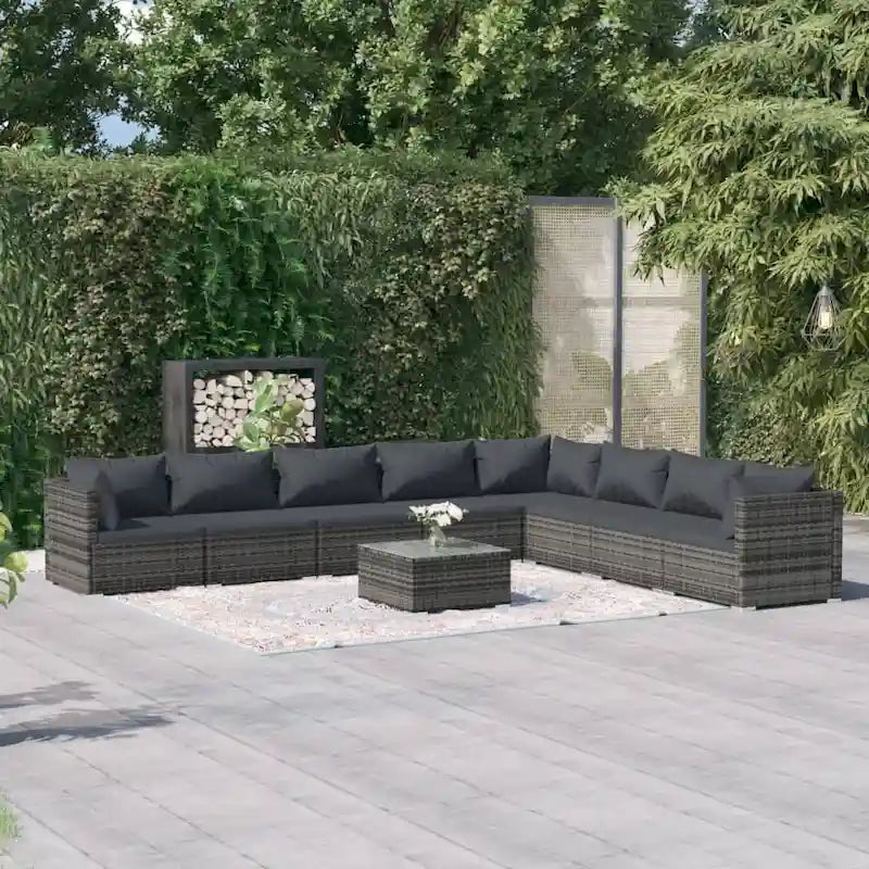 vidaXL Salon de jardin modulaire d'extérieur avec table en rotin synthétique