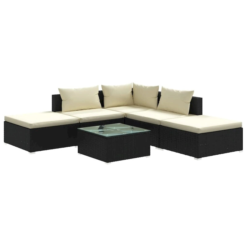 vidaXL Salon de jardin modulaire d'extérieur avec table en rotin synthétique
