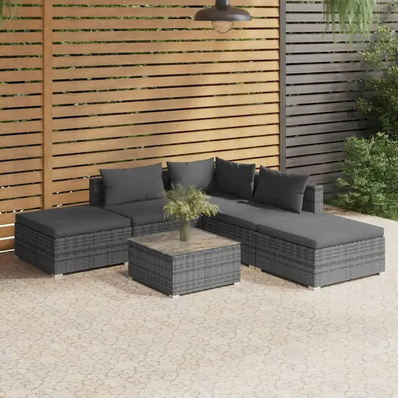 vidaXL Salon de jardin modulaire d'extérieur avec table en rotin synthétique