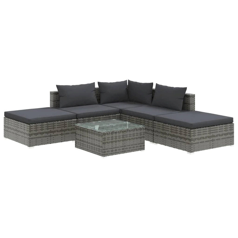 vidaXL Salon de jardin modulaire d'extérieur avec table en rotin synthétique