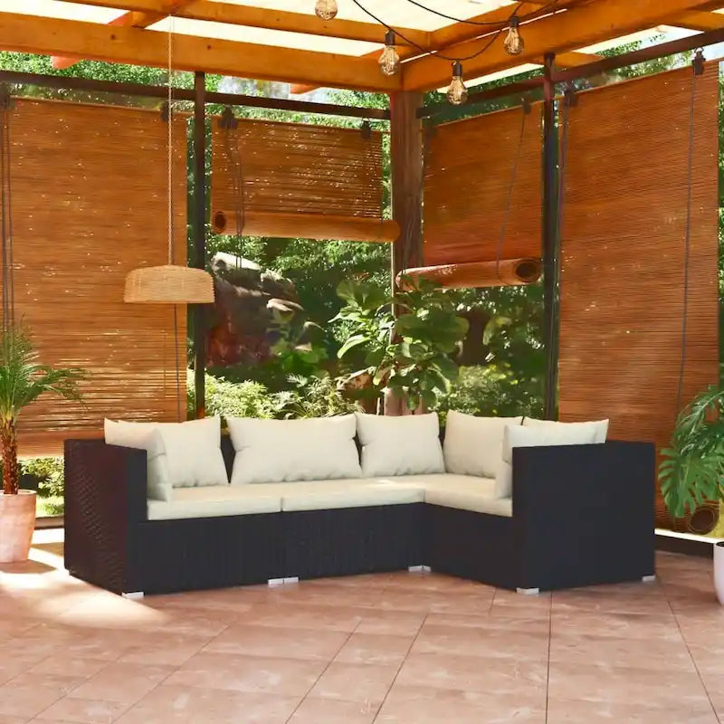 vidaXL Salon de jardin modulaire d'extérieur avec table en rotin synthétique