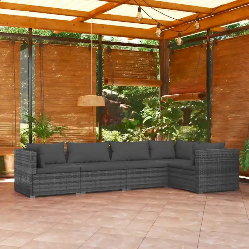 vidaXL Salon de jardin modulaire d'extérieur avec table en rotin synthétique