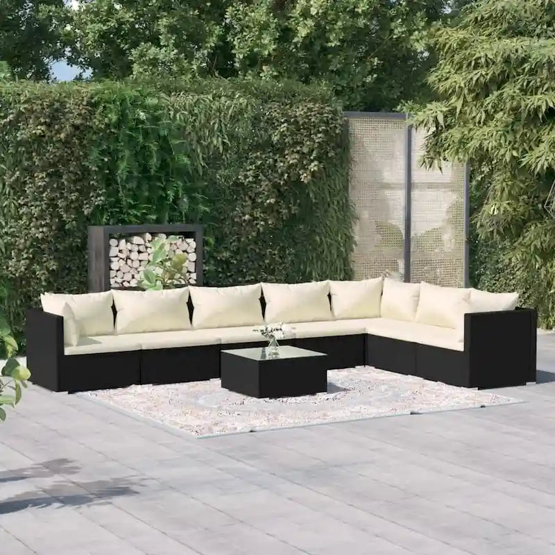 vidaXL Salon de jardin modulaire d'extérieur avec table en rotin synthétique