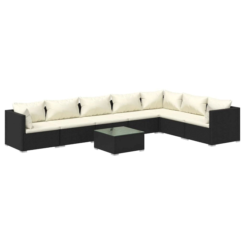vidaXL Salon de jardin modulaire d'extérieur avec table en rotin synthétique