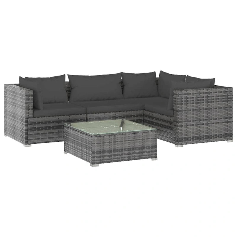 vidaXL Salon de jardin modulaire d'extérieur avec table en rotin synthétique