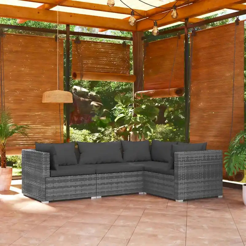 vidaXL Salon de jardin modulaire d'extérieur avec table en rotin synthétique