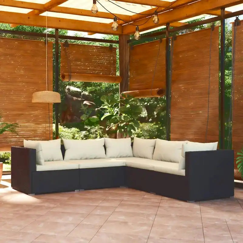 vidaXL Salon de jardin modulaire d'extérieur avec table en rotin synthétique