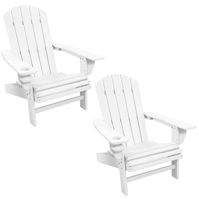Lot de 2 chaises Adirondack Sunnydaze tout temps avec porte-gobelet