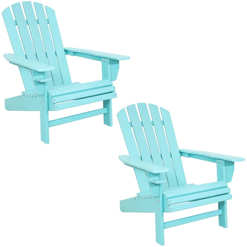 Lot de 2 chaises Adirondack Sunnydaze tout temps avec porte-gobelet