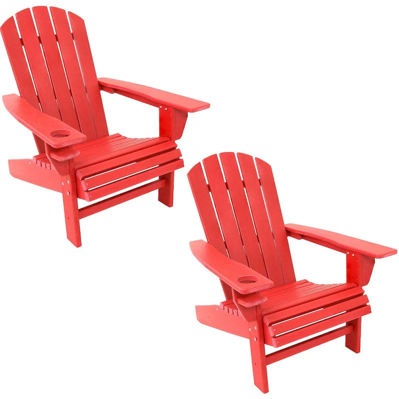 Lot de 2 chaises Adirondack Sunnydaze tout temps avec porte-gobelet