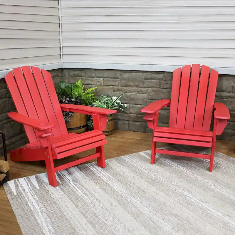 Lot de 2 chaises Adirondack Sunnydaze tout temps avec porte-gobelet