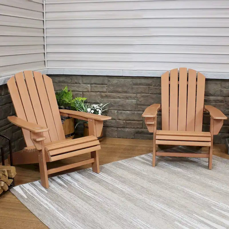 Lot de 2 chaises Adirondack Sunnydaze tout temps avec porte-gobelet