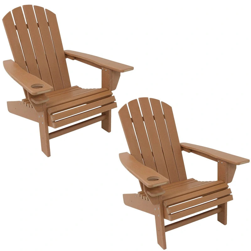Lot de 2 chaises Adirondack Sunnydaze tout temps avec porte-gobelet