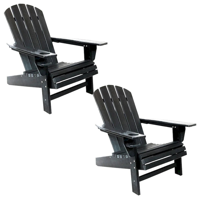 Lot de 2 chaises Adirondack Sunnydaze tout temps avec porte-gobelet