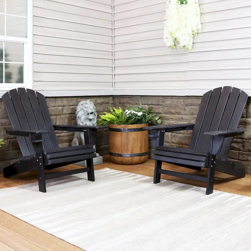 Lot de 2 chaises Adirondack Sunnydaze tout temps avec porte-gobelet