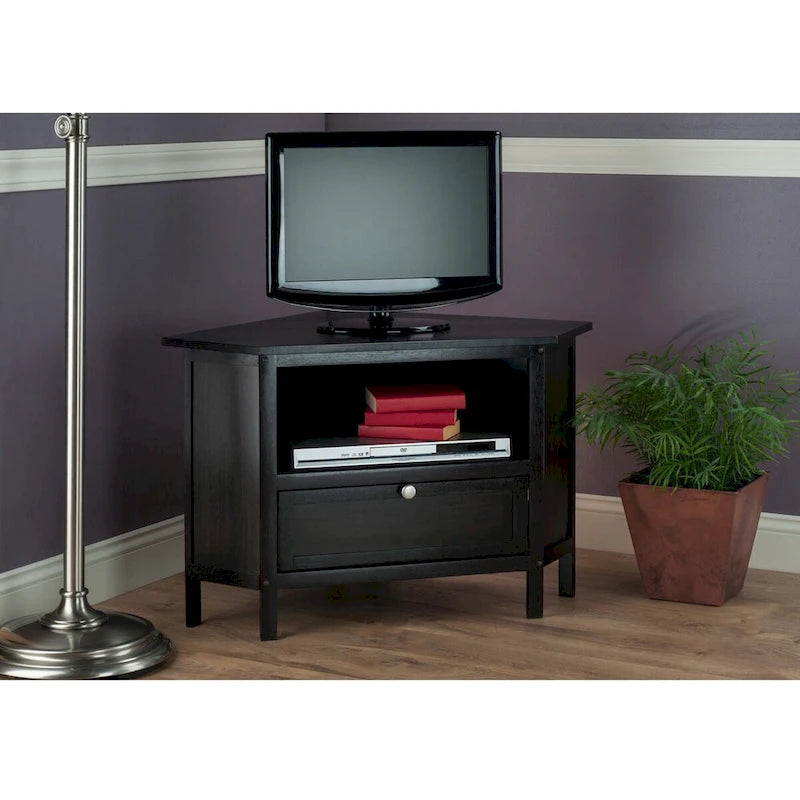 Meuble TV et multimédia d'angle Zena, expresso - 88 x 60,8 x 56,6 cm