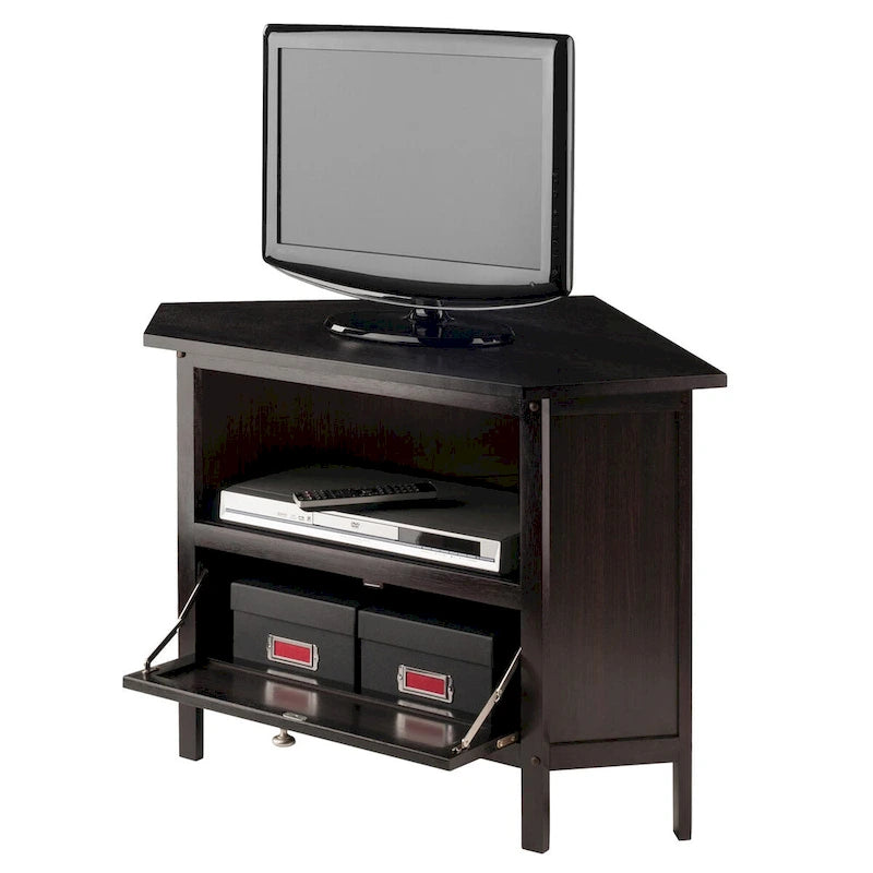 Meuble TV et multimédia d'angle Zena, expresso - 88 x 60,8 x 56,6 cm